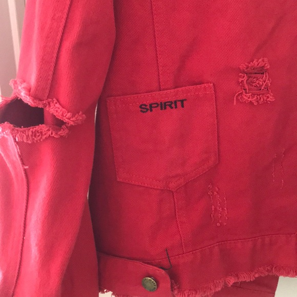 Embroidered Split distressed LF denim jacket - Picture 3 of 6